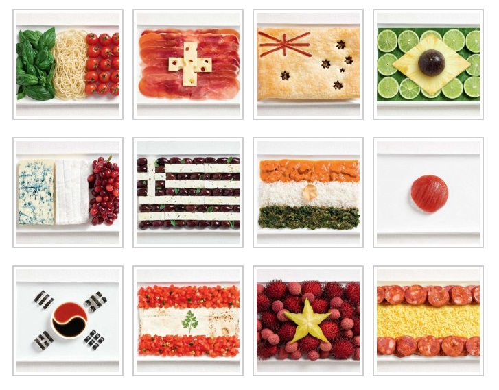 кухни разных народов мира - блюда в виде флагов разных стран